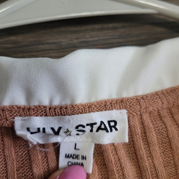 Lily Star Peter Pan Collar Crop Short Sleeve Top Size Large Brown - Picture 2 of 3